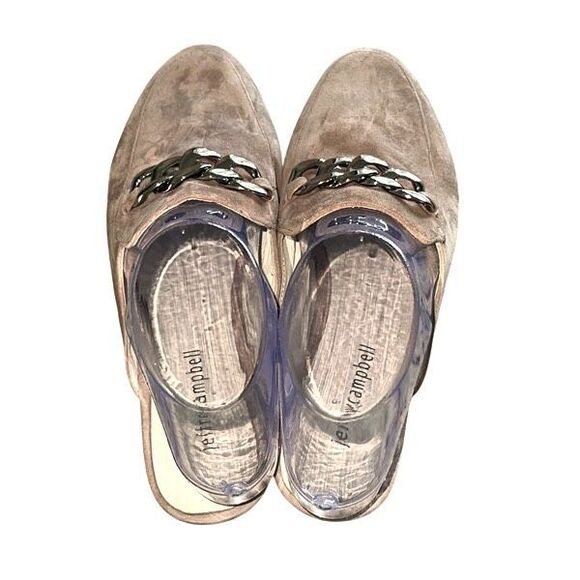 Jeffrey Campbell Womens‎ Suede Metal Chain Link Flat Mule Loafer Beige Size 8 - Picture 4 of 7